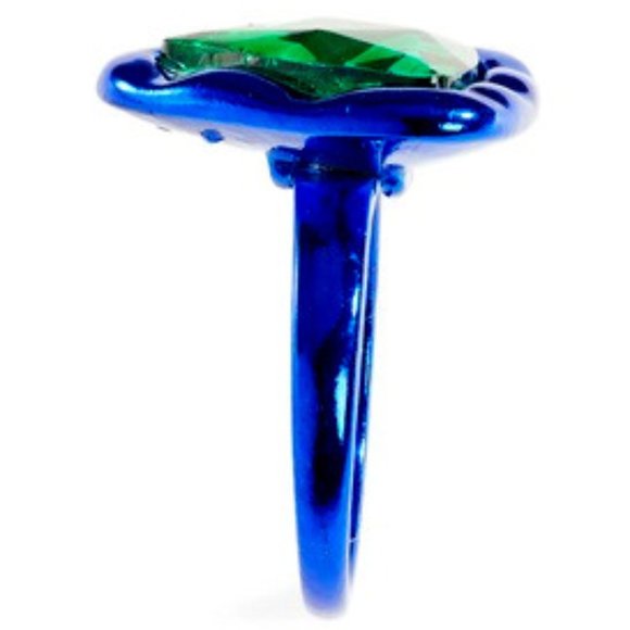 OPEN EDIT SPACE AGE MODERN METALLIC BLUE/GREEN CRYSTAL RING SZ 8**NEW! - Picture 2 of 2